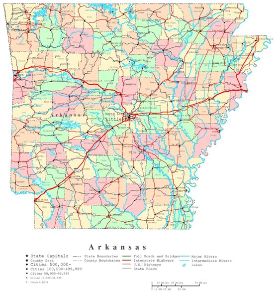 Arkansas printable map