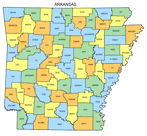 Arkansas county map printable state map with county lines â diy projects patterns monograms designs templates