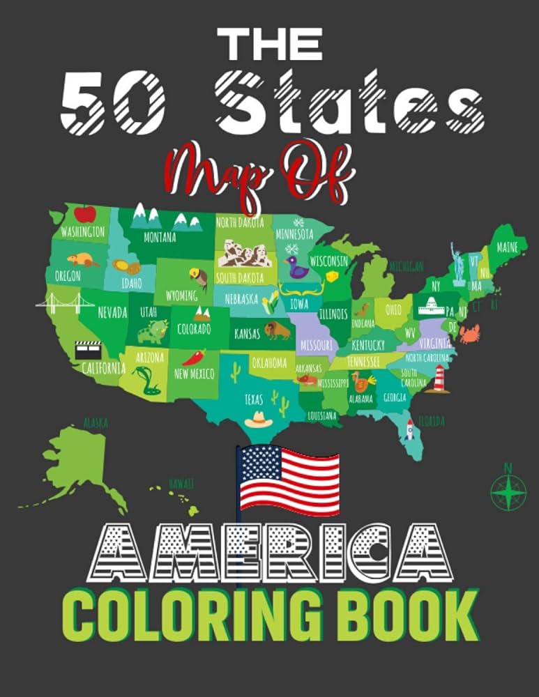 The states map of america coloring book the state maps capitals cities animals birds flowers regions perfect easy to color and discover holiday and traveler adult kids and