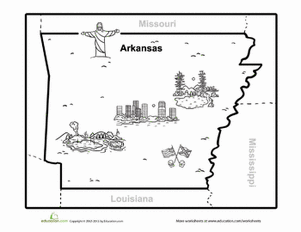 Map of arkansas worksheet education map of arkansas arkansas social studies worksheets