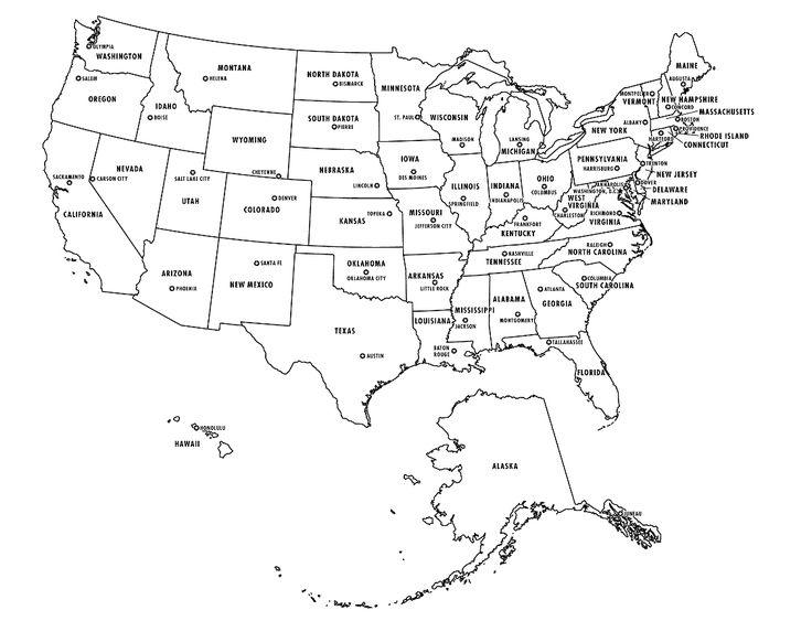 States caps b w states and capitals state capitals map printable maps