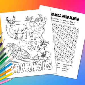 Arkansas map colouring page digital download pdf zentangle colouring page