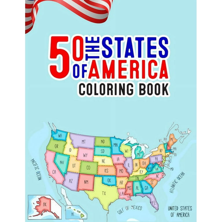 The states of america coloring book state maps capitals animals birds flowers mottos cities population regions perfect easy to color and learn more details for states great gift for birthd