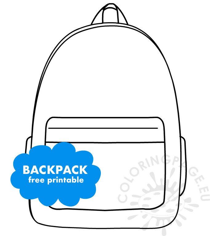 School backpack template coloring page