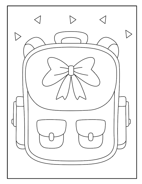 Premium vector school bag coloring pages for kids