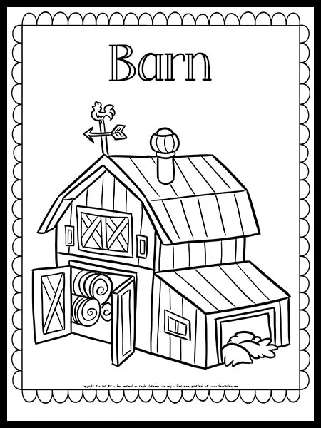 Barn coloring page â the art kit