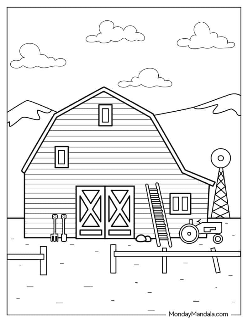 Farm coloring pages free pdf printables