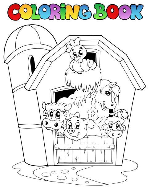 Farm coloring pages stock photos pictures royalty