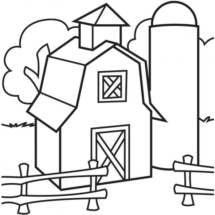 Barn coloring page worksheets