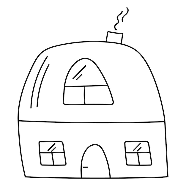 Premium vector a simple drawing of a barn or house with a round roof in doodle style