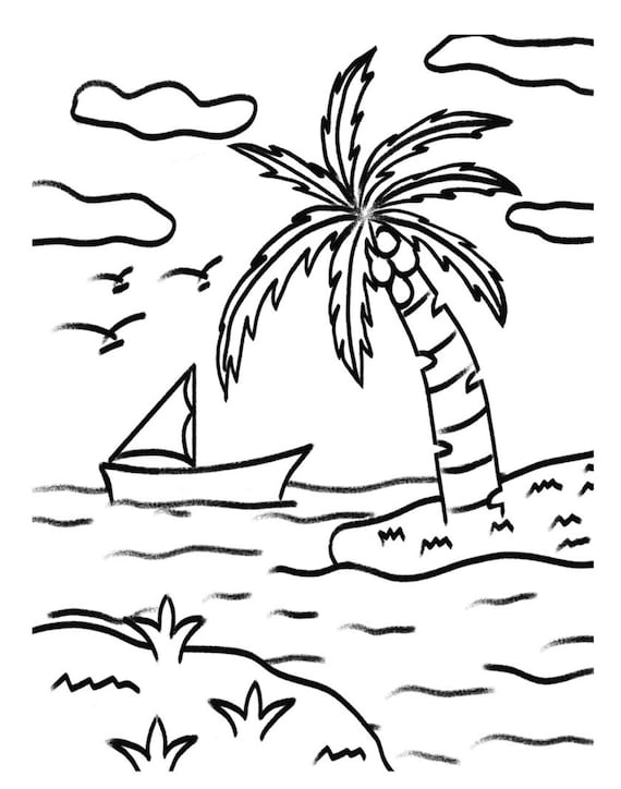 At the beach coloring pages