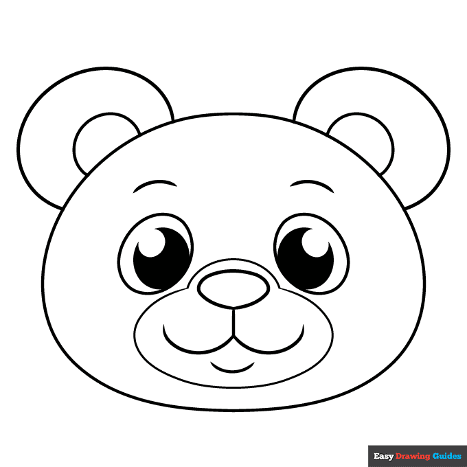 Easy bear face coloring page easy drawing guides