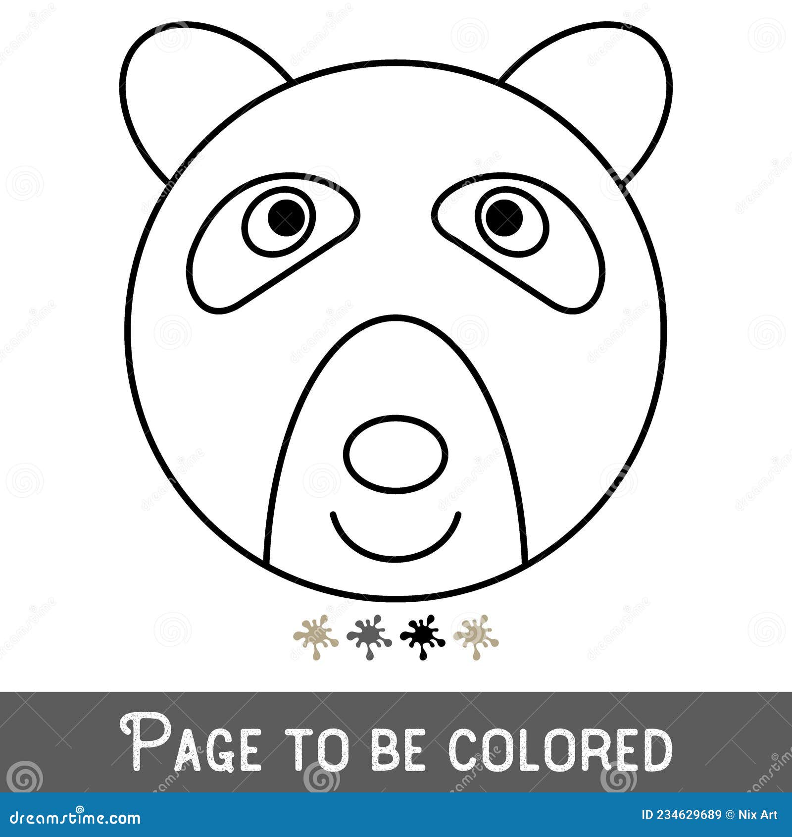 Funny bear face to be colored the coloring book for preschool kids with easy educational gaming level medium stock vector