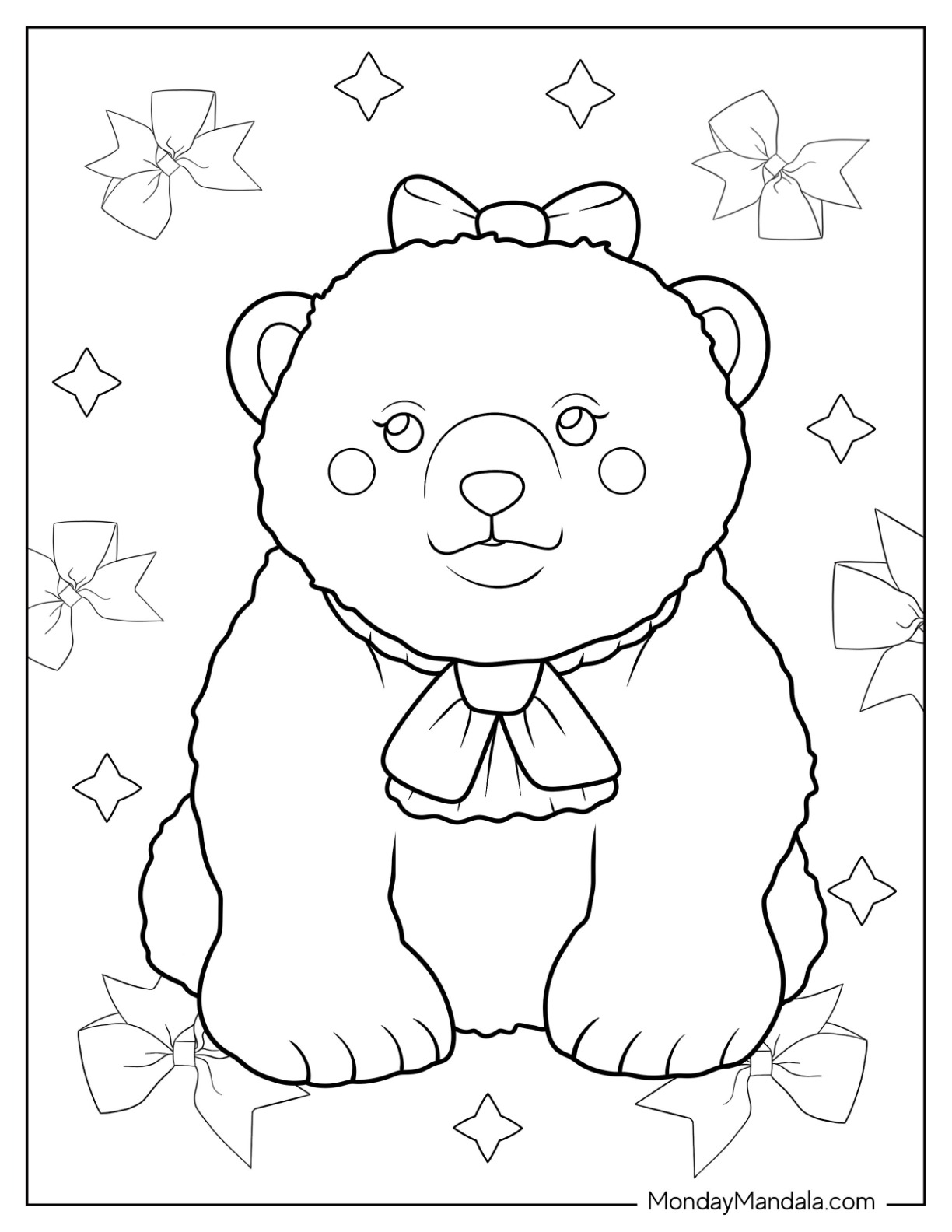 Bear coloring pages free pdf printables