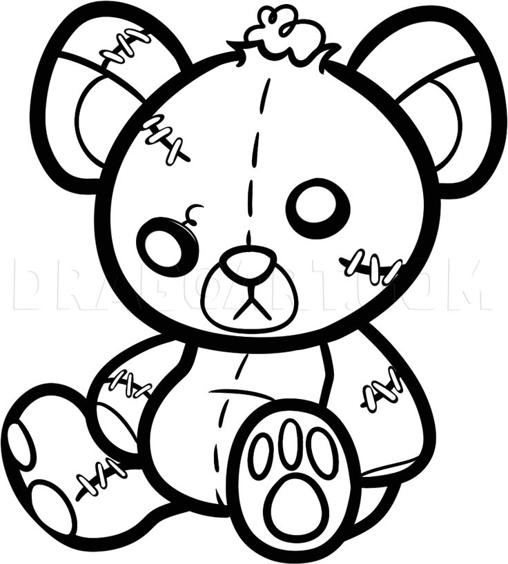 How to draw a stitched teddy bear teddy bear tattoo step by step drawing guide by dawn dragoart teddy bear drawing teddy bear tattoos bear drawing