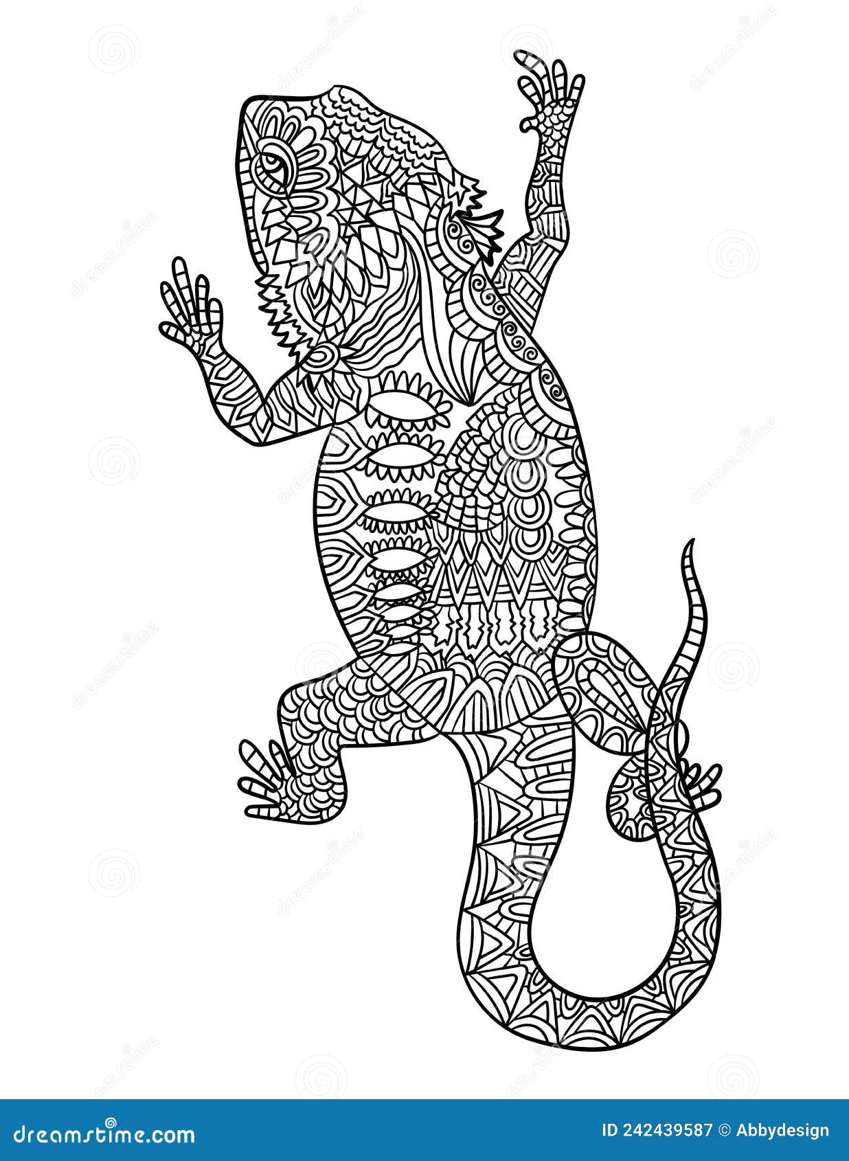 Bearded dragon mandala coloring pages for adults stock vector