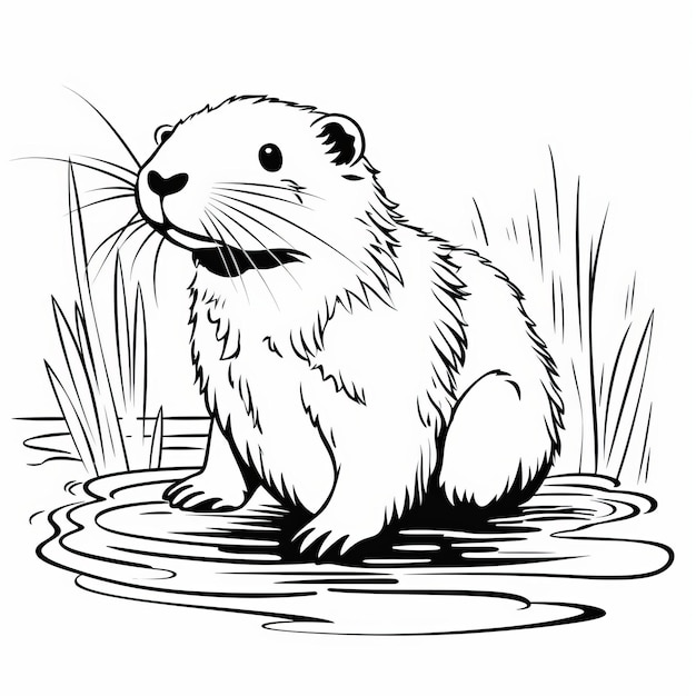 Premium ai image simple beaver coloring pages for kids