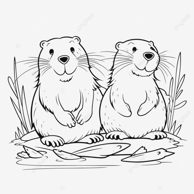 Two beaver coloring pages for adults outline sketch drawing vector wing drawing ring drawing color drawing png and vector with transparent background for free download