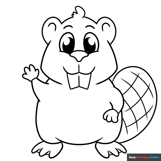 Cartoon beaver coloring page easy drawing guides