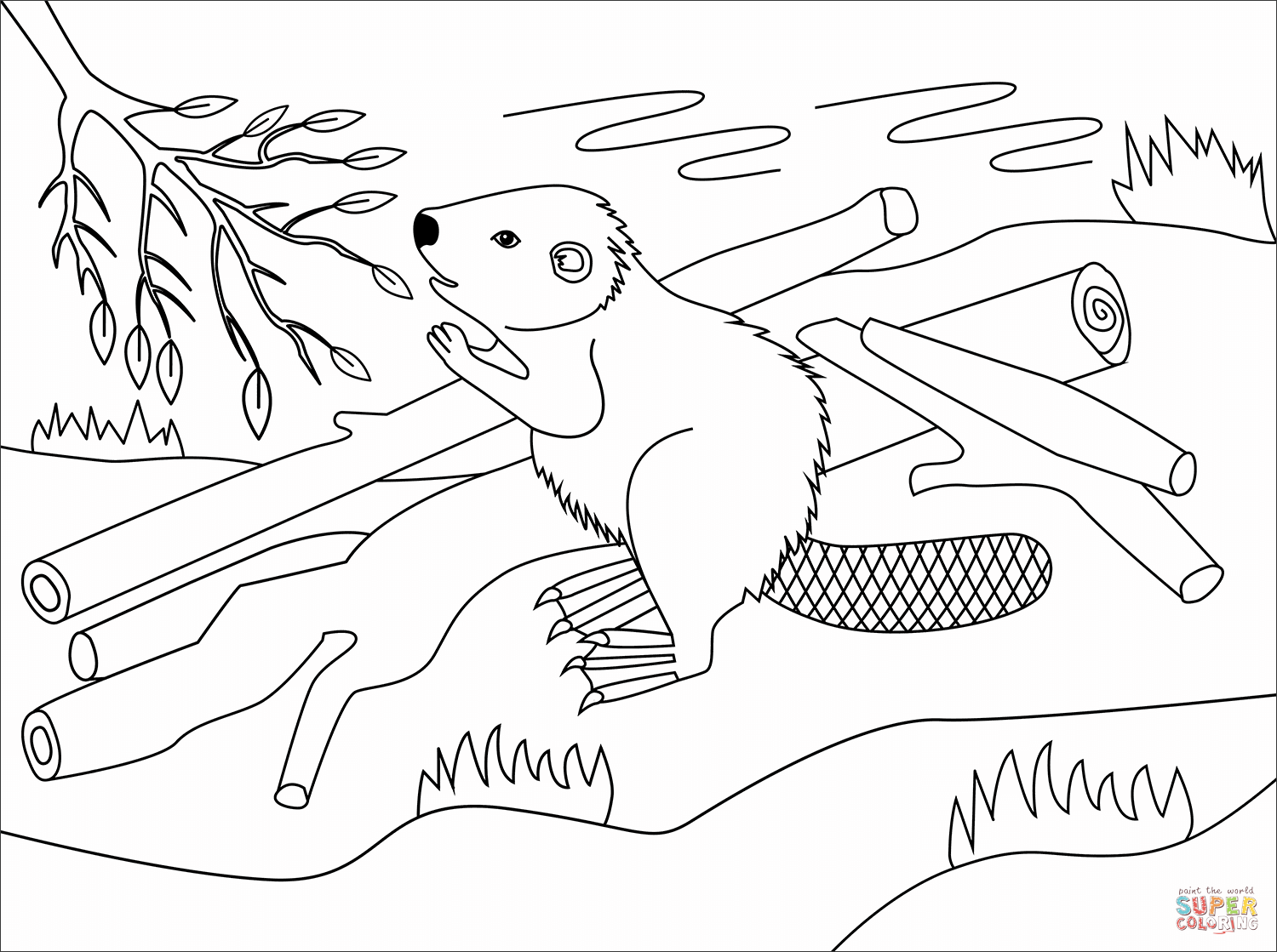 Beaver coloring page free printable coloring pages