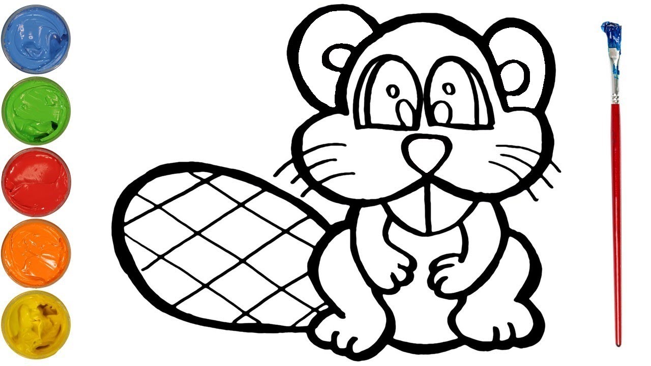 Beaver drawing painting coloring for kids toddlers color and learn lets draw together