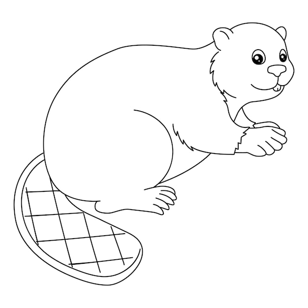 Premium vector a cute and funny coloring page of a beaver provides hours of coloring fun for children to color this page is very easy suitable for little kids and toddlers