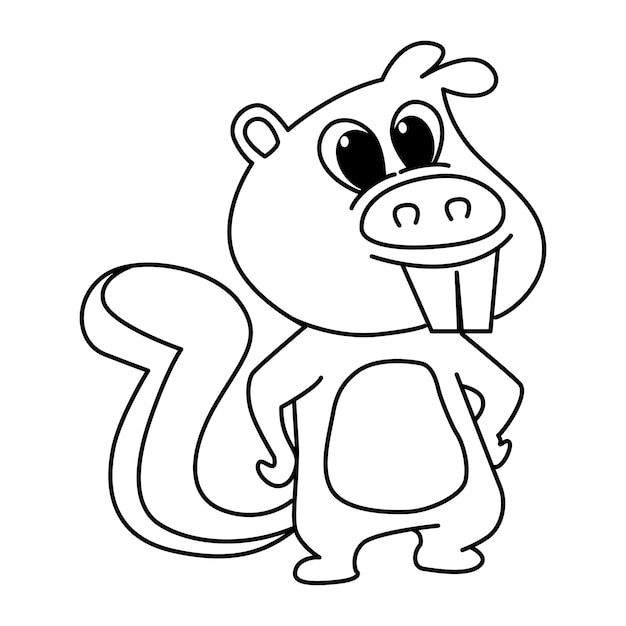 Premium vector cute beaver cartoon coloring page illustration vector for kids coloring book