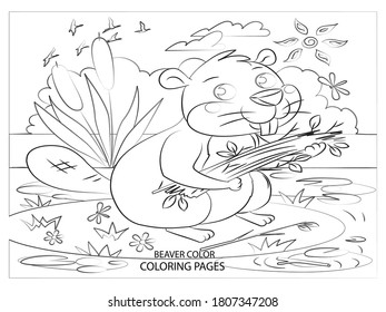 Beaver coloring pages animal coloring pageeasy stock vector royalty free