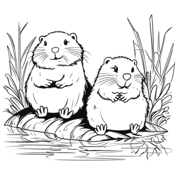 Two beaver coloring pages for adults outline sketch drawing vector wing drawing ring drawing color drawing png and vector with transparent background for free download