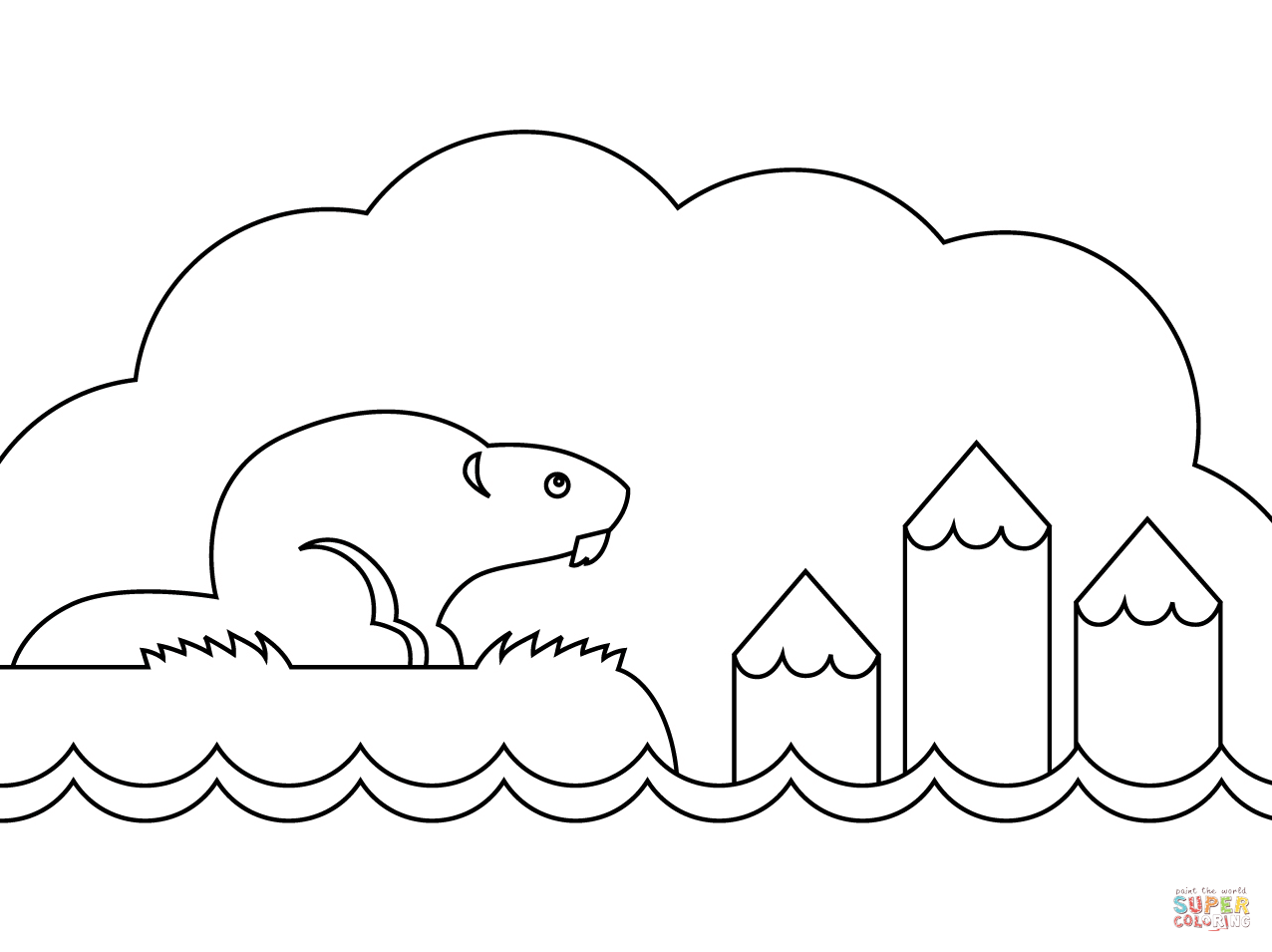 Beaver dam coloring page free printable coloring pages