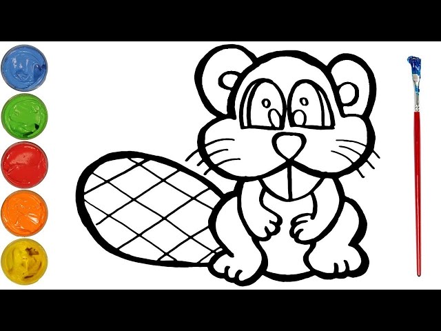 Beaver drawing painting coloring for kids toddlers color and learn lets draw together