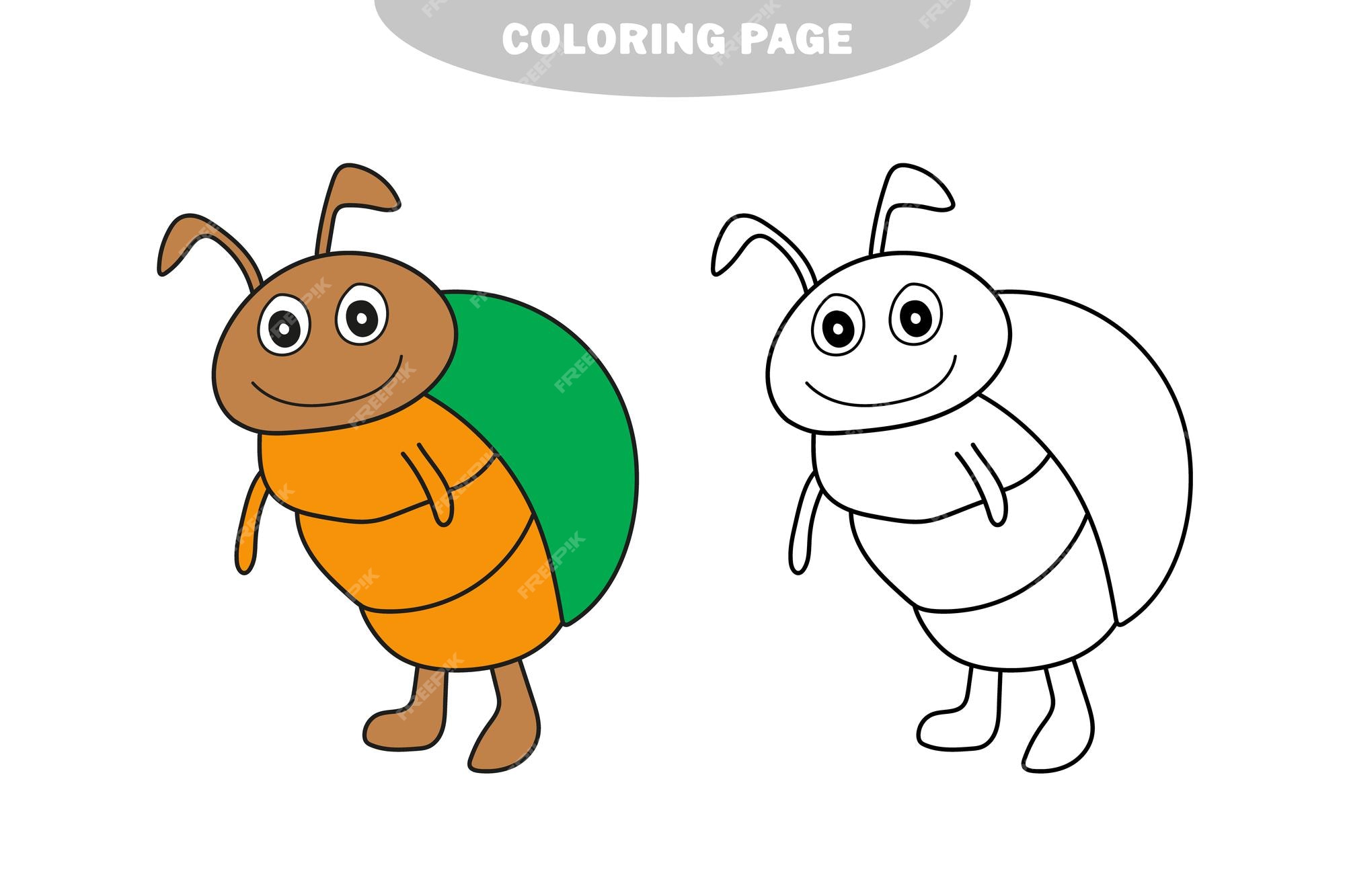 Premium vector simple coloring page outlined beetle vector line art illustration