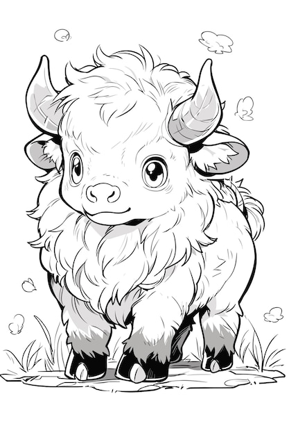 Premium vector bison coloring sheets for kids line art clean and simple