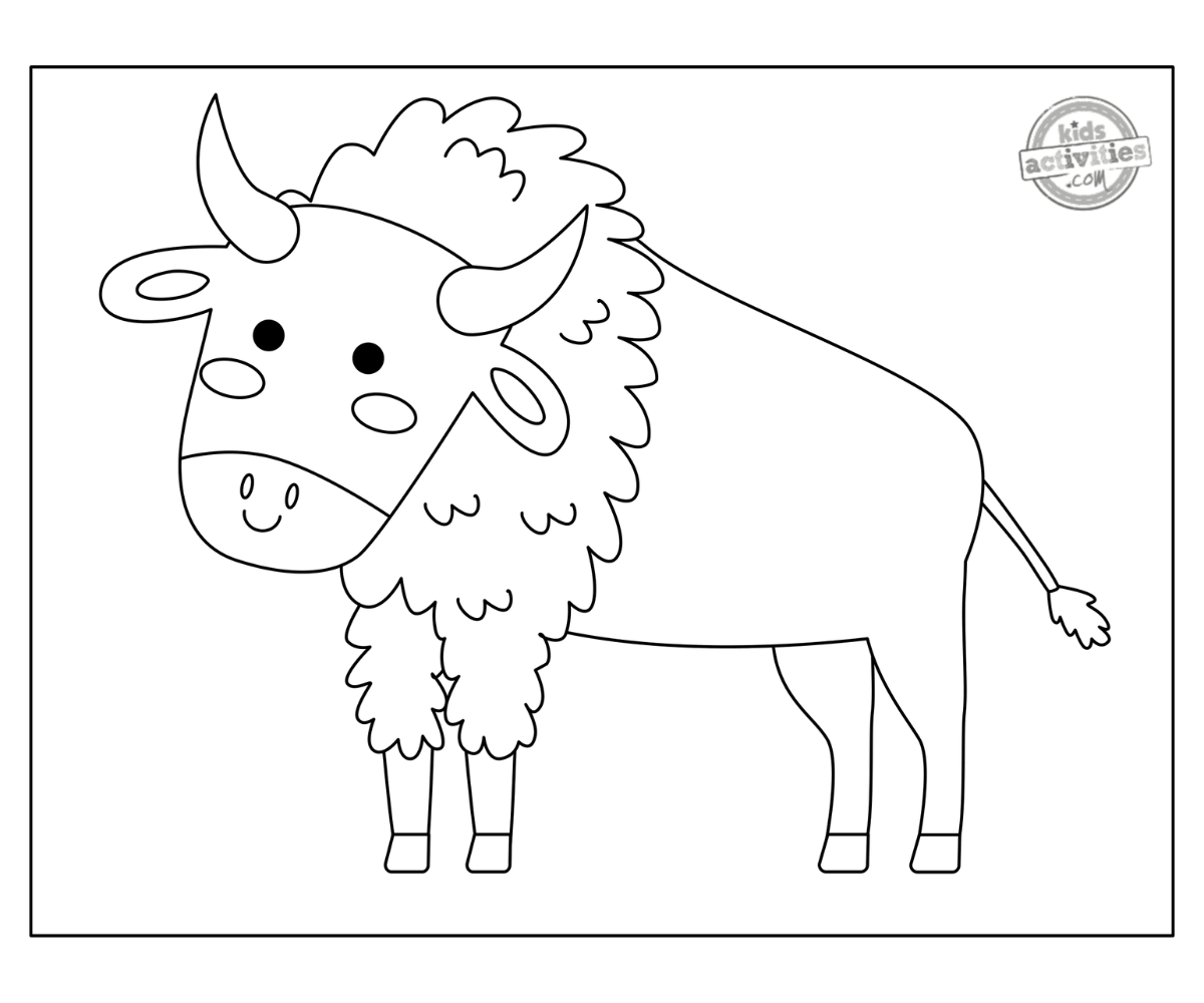 Super adorable printable bison coloring page for kids kids activities blog