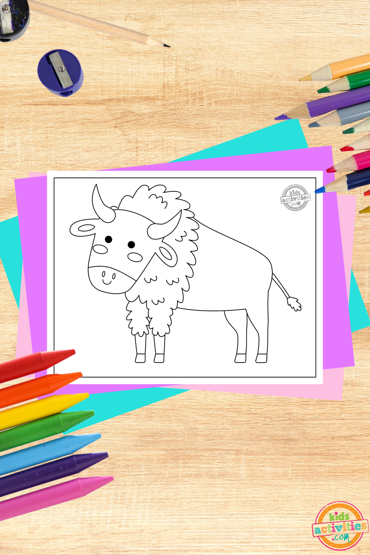 Super adorable printable bison coloring page for kids kids activities blog