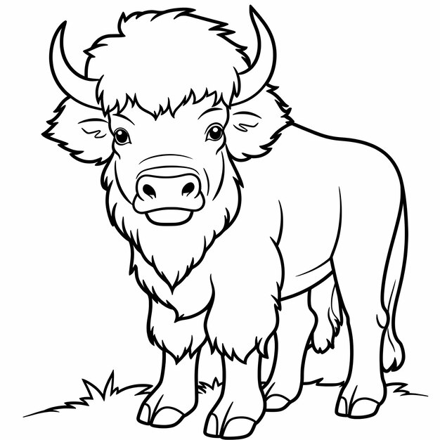 Premium ai image very simple super cute bison coloring page for kidvery simple