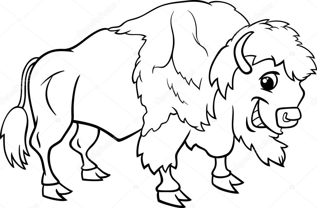 Bison american buffalo coloring page stock vector by izakowski