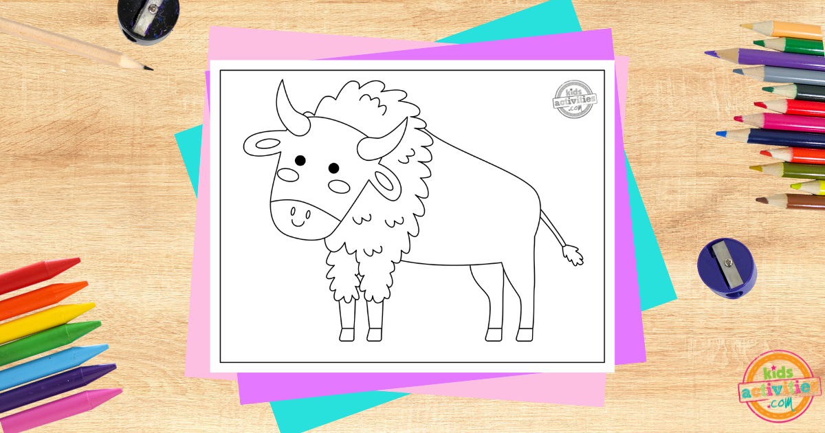 Super adorable printable bison coloring page for kids kids activities blog