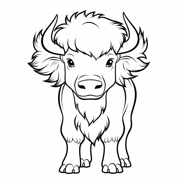 Premium ai image very simple super cute bison coloring page for kidvery simple