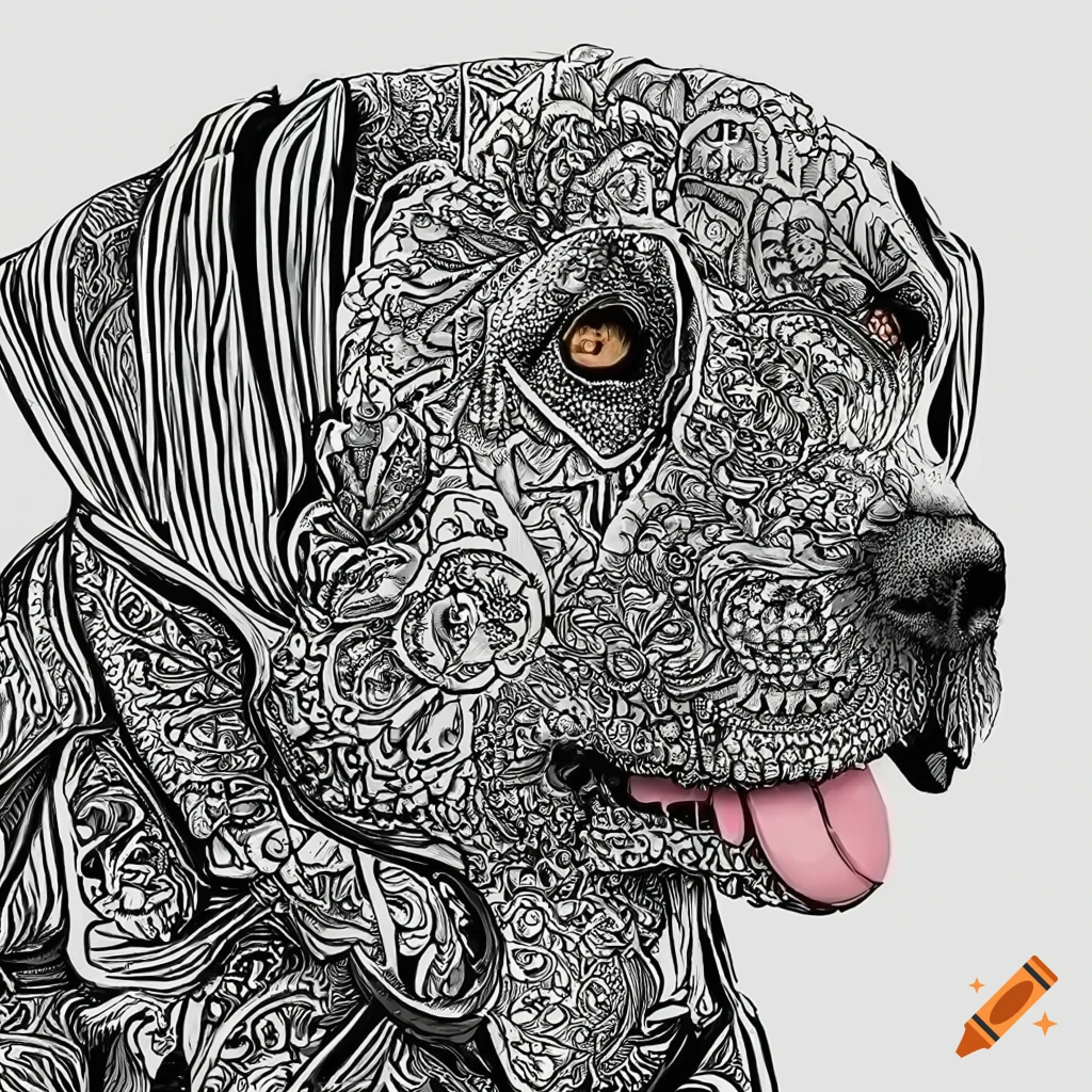 Coloring book page for adults mandala dog image labrador retriever white background clean line art fine line art â hd âar on