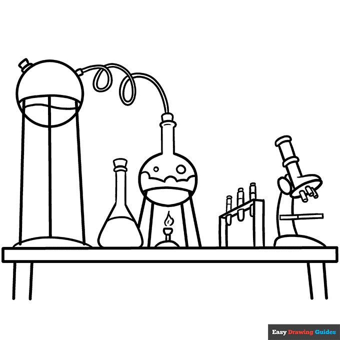 Laboratory coloring page easy drawing guides