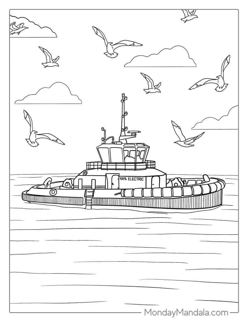 Boat ship coloring pages free pdf printables