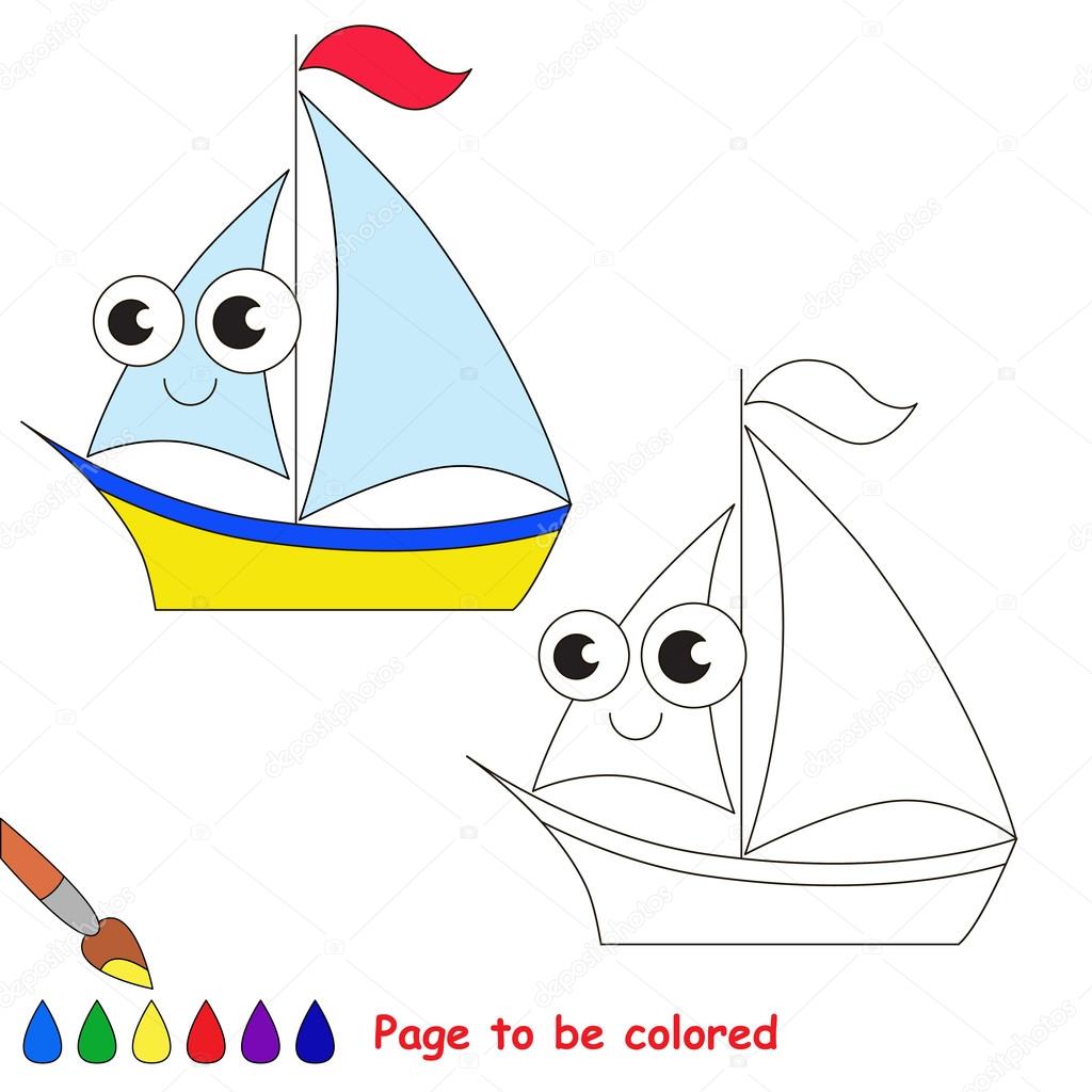 Yellow boat cartoon page to be colored stock vector by annamikhailova