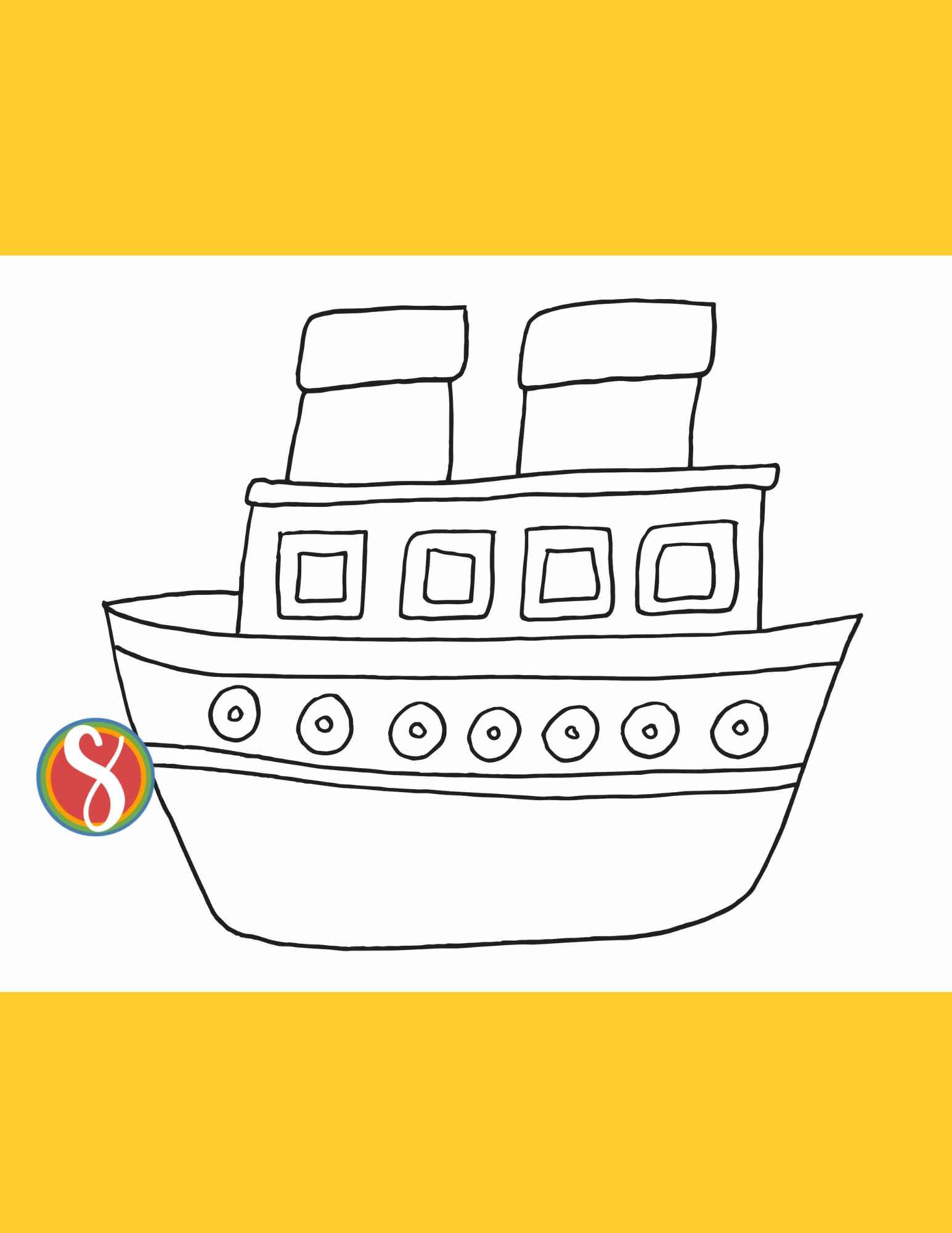 Free boat coloring pages â stevie doodles