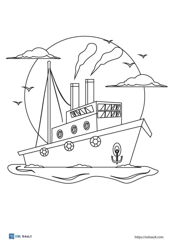 Free ship coloring pages