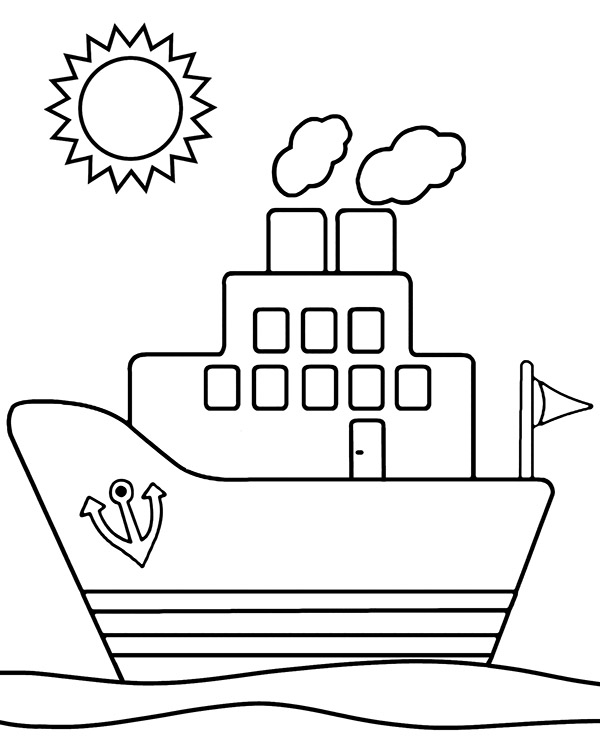 Simple ship coloring page