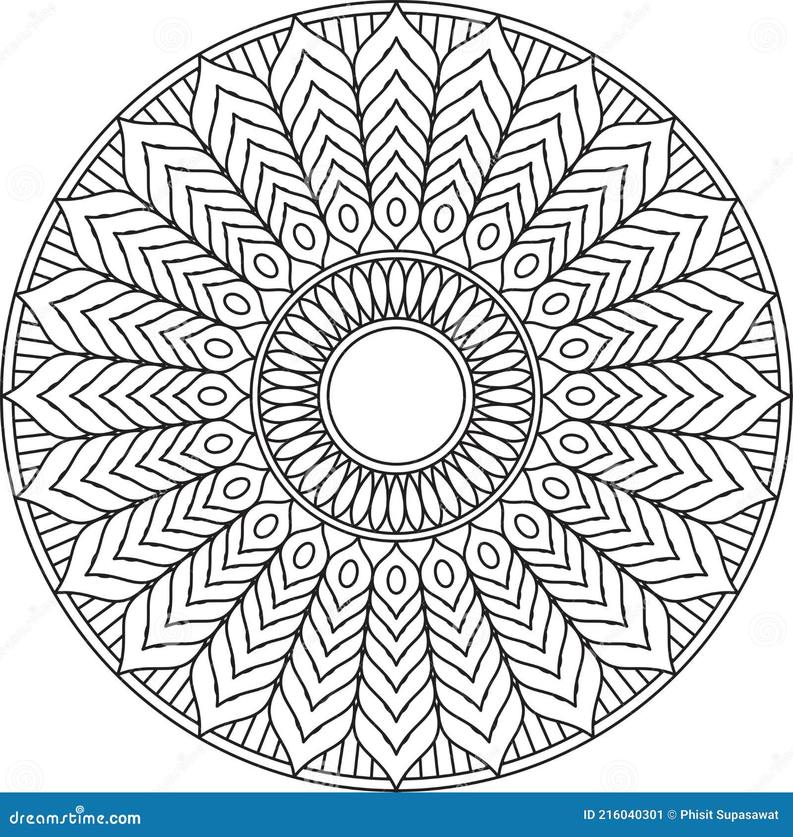 Simple mandala circle coloring page for adult children stock vector