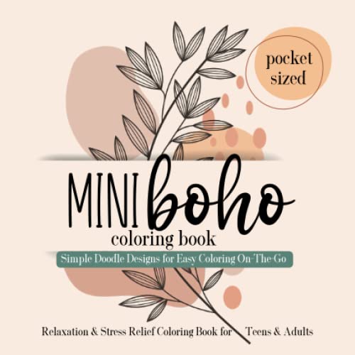 Mini boho loring book for adults teens pocket sized loring on the go simple easy doodle designs relaxation stress relief perfect for quick