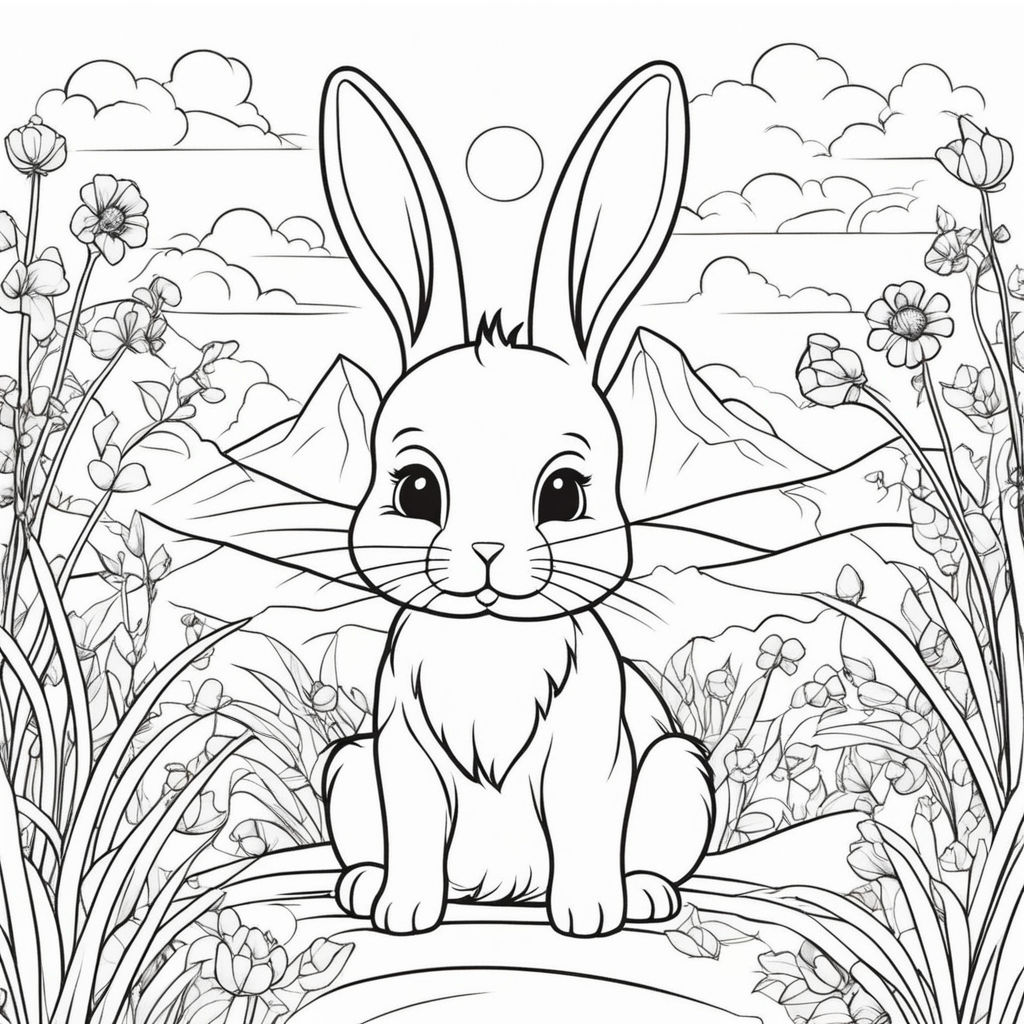 Rabbits in a burrow for coloring book