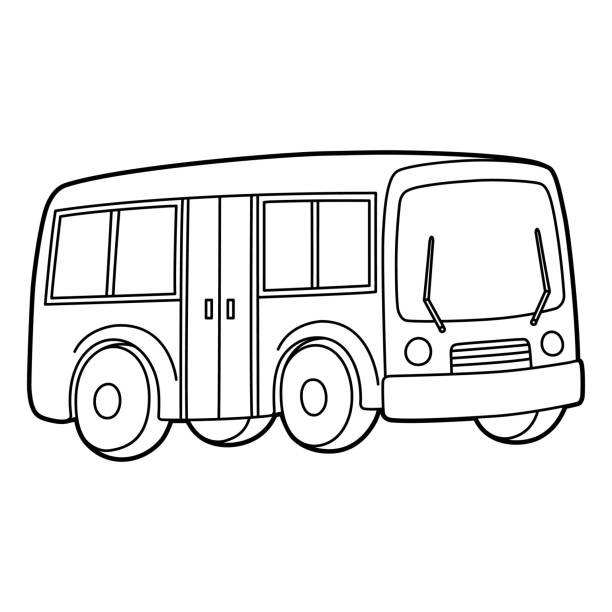 Coloring book with school bus stock illustrations royalty